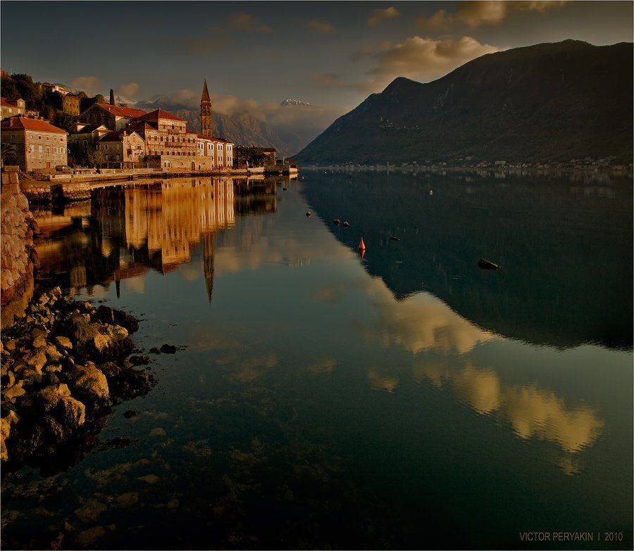 черногория, перпст, которский, залив, вечер, волшебство, Виктор Перякин