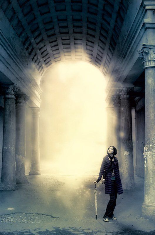 арка, девушка, сияние, свечение, зонт, арт Сияние фото превью