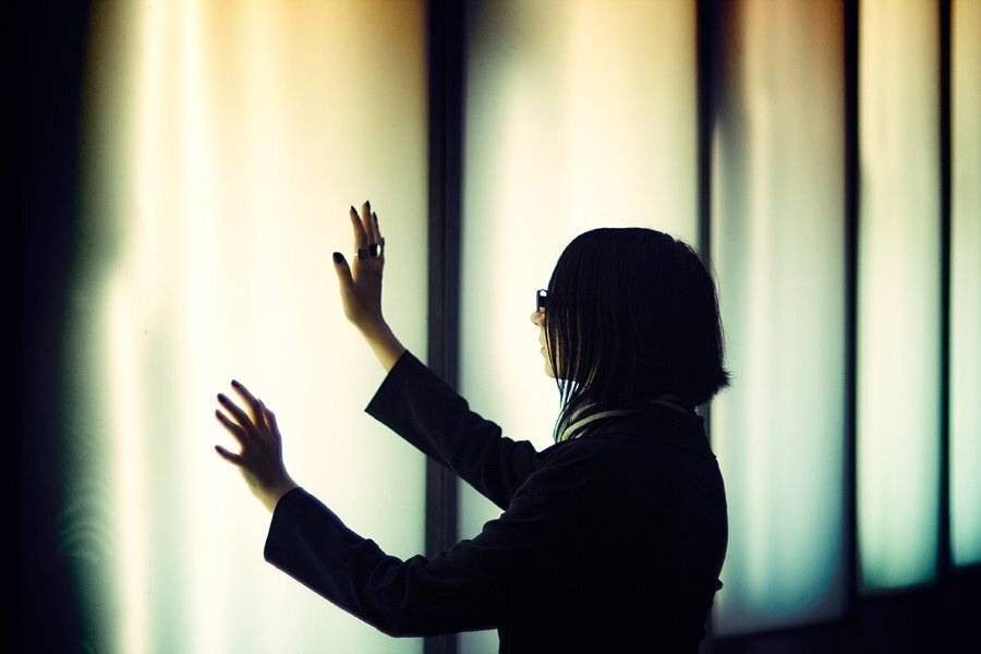 ночь, девушка, силуэт, улица, Александр Ёж