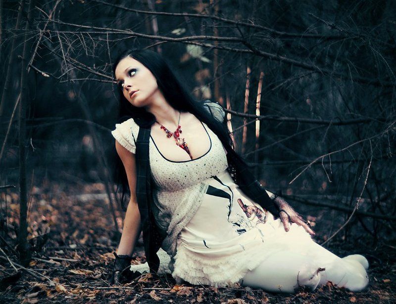 лена, лес, платье, ожурелье  фото превью