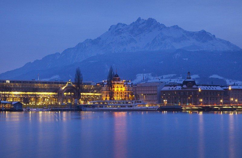 альпы, люцерн Зиминий город фото превью