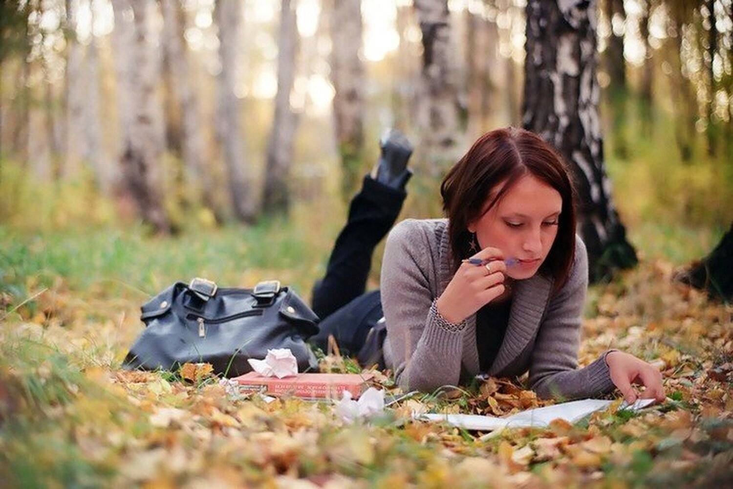 осень, девушка, листья, fedor