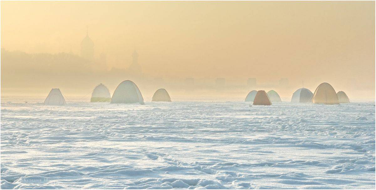 москва, река, мороз, зима, гурьянова, кулешов евгений, церковь, восход, рыбаки, Кулешов Евгений