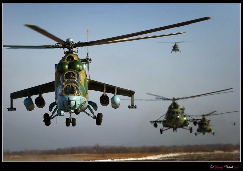 казахстан, авиабаза, учарал, боевые вертолеты, групповой взлет, # Групповой взлет # фото превью