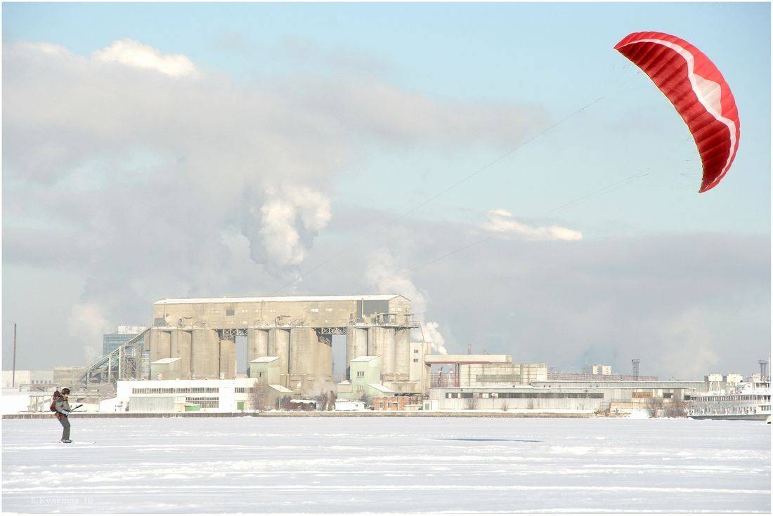 город, река, мороз, зима, москва, гурьянова, промзона, кулешов евгений, лыжник, парус,, Кулешов Евгений