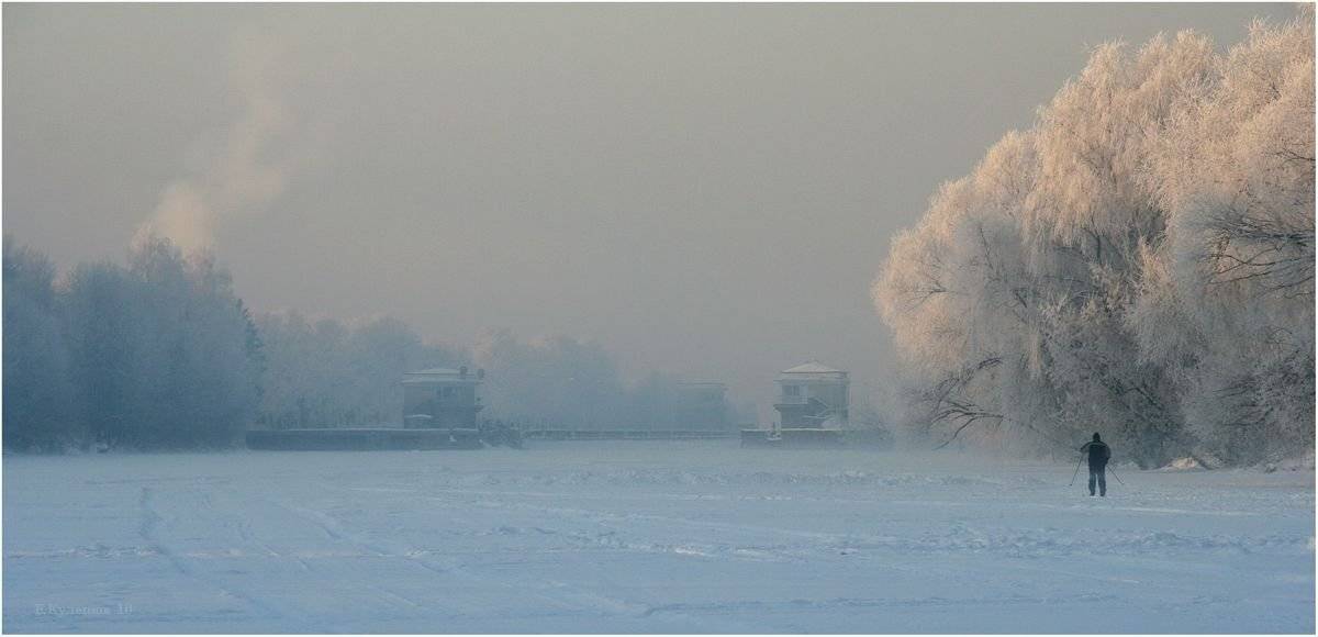 город, река, мороз, зима, москва, гурьянова, шлюзы, кулешов евгений, лыжник,, Кулешов Евгений