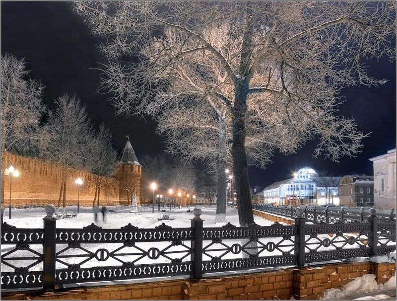 город, ночь, кремль, стена, мороз, иней Прогулки у Кремля фото превью