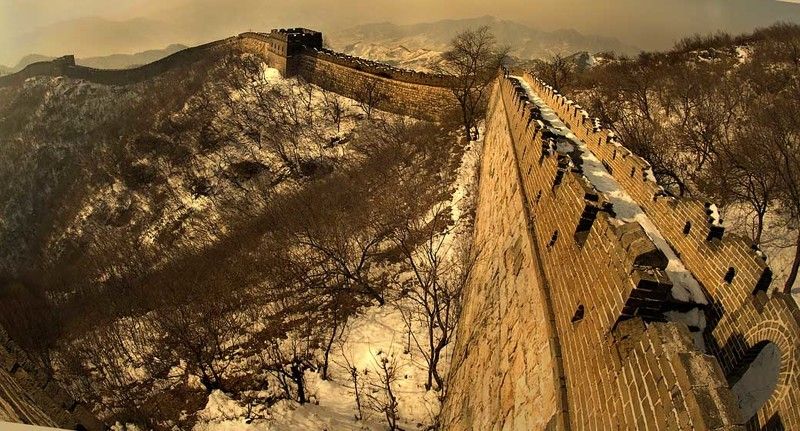 китай, великая китайская стена, горы, зима та самая стена... фото превью