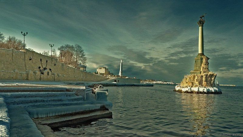 станко, зима, севастополь, море, небо Севастопольская зима фото превью