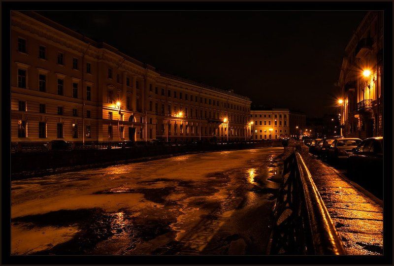 петербург, центр, мойка, ночь Ночная золотая питерская зарисовка фото превью