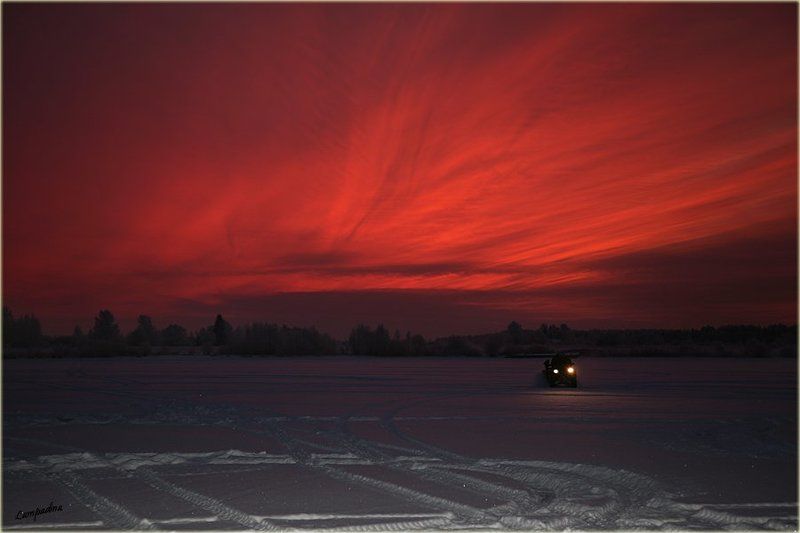 тверская область, волга, закат Несеверное сияние фото превью