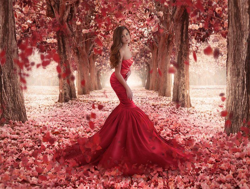 art, art, fairytale, girl, fashion, b, dress, flower, girl, photography, portrait, pretty, red Алина и её Нарния фото превью