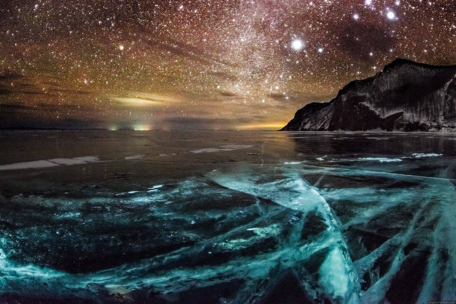 байкал, ольхон, зима, лёд, ночь, звёзды, Сергей Пестерев