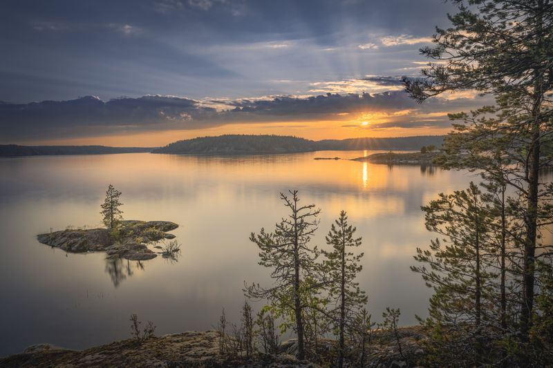 ладожские шхеры, пейзаж, закат Ладожский закат фото превью