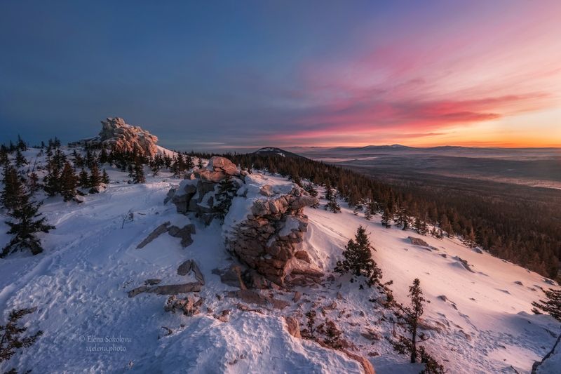 зюраткуль, зима, рассвет, утро Прекрасный рассвет на хребте Зюраткуль фото превью