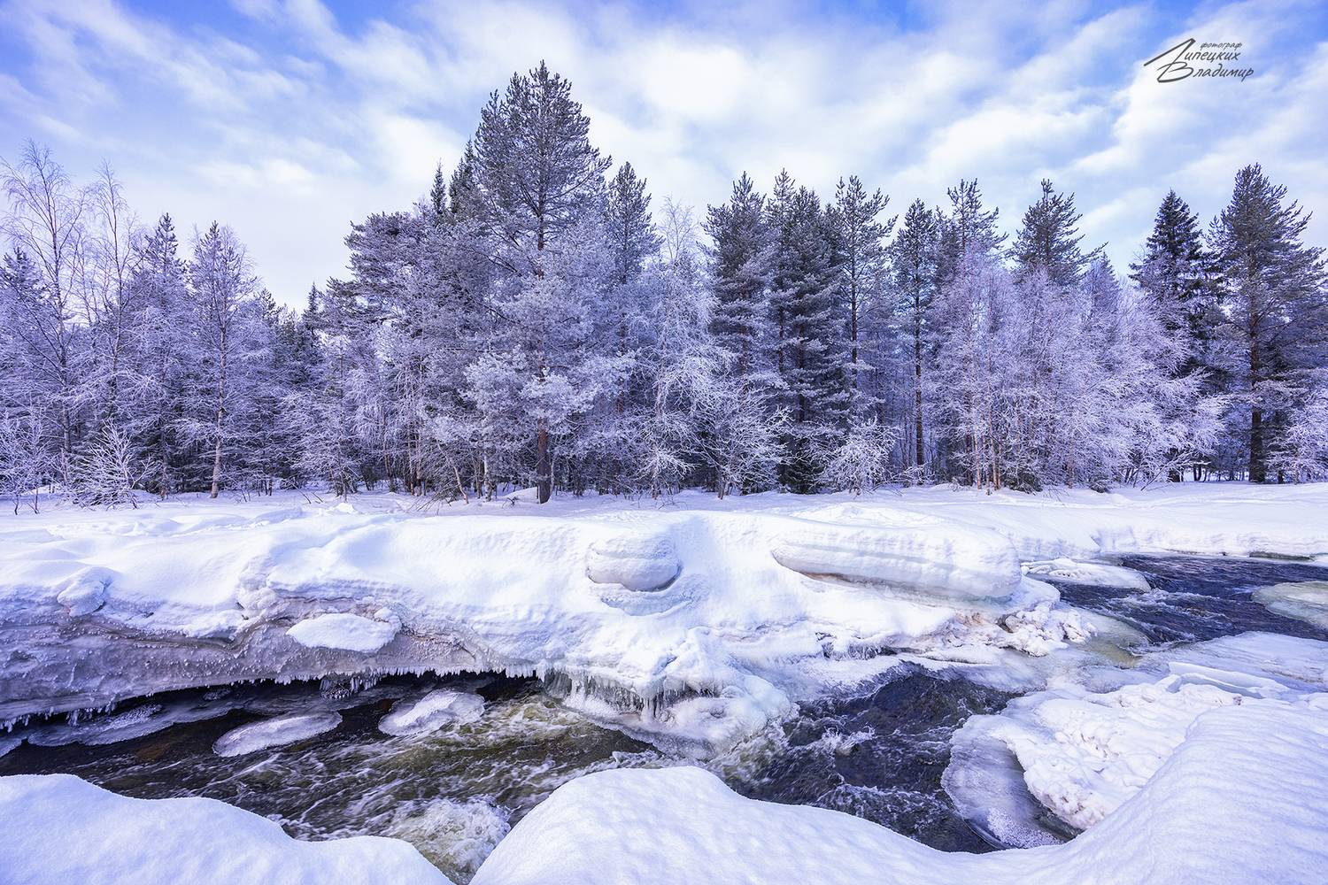 кольский, заполярье, кандалакша, колвицкий водопад, зима, Липецких Владимир