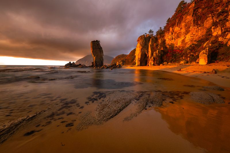 приморье, бухта тачингоуза, лазовский заповедник, осень, море, рассвет Бухта Тачингоуза фото превью