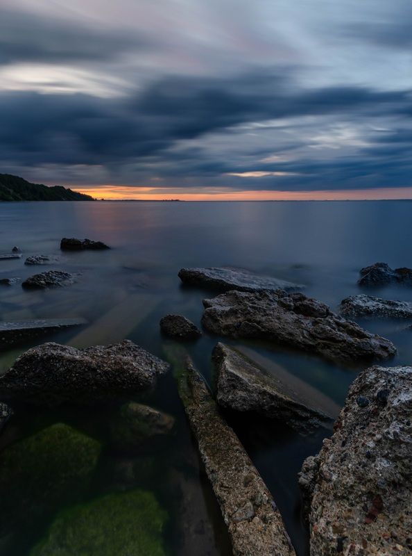 polska, poland, gdynia, sea, baltic sea, cloud, sky, закат, польша, балтийское море, море, облака, небо, long exposure, landscape, seascape Закат фото превью