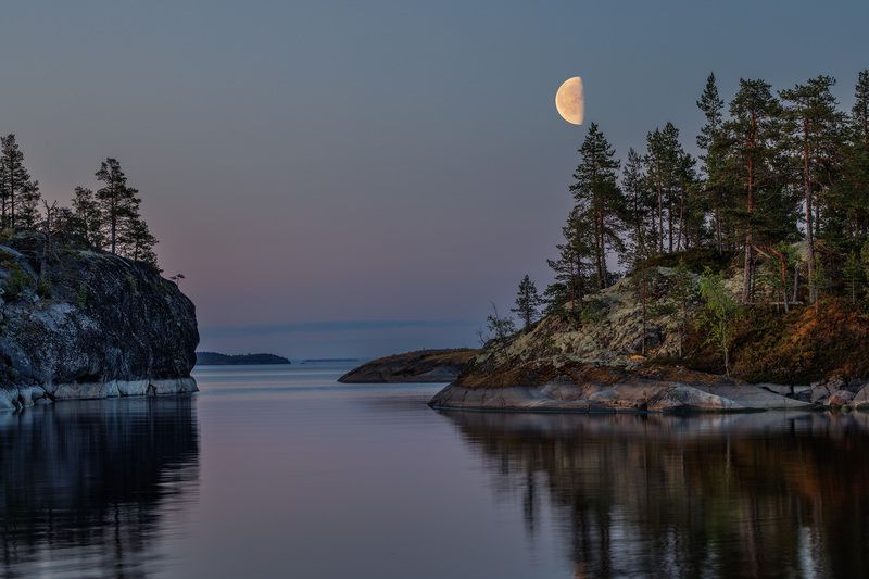 ладога, белые ночи, рассвет, луна, белые ночи на ладоге Ладога фото превью