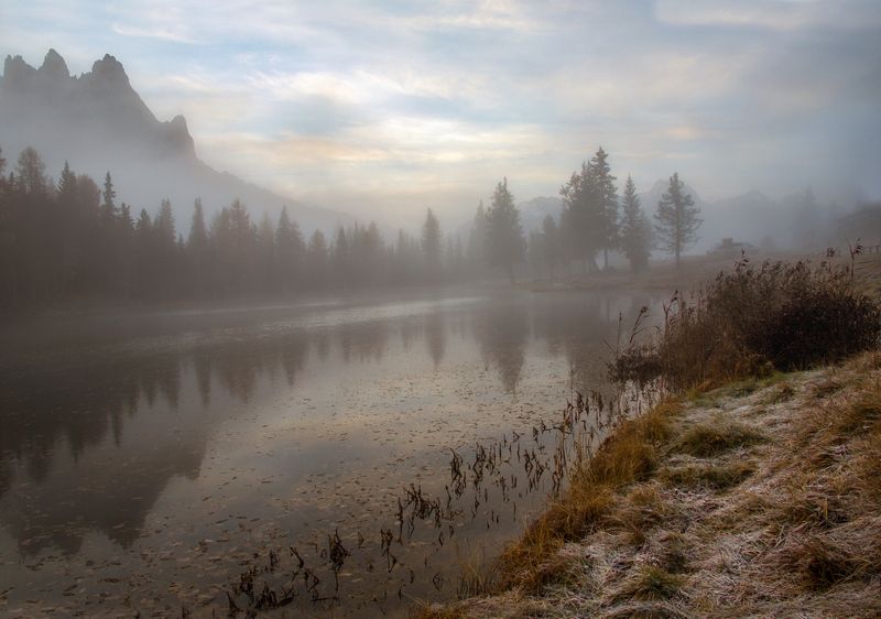 горы, озеро, пейзаж, облака, отражение, утро Утро в горах фото превью