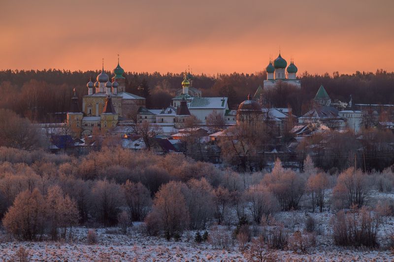 борисоглебский, ярославская область, россия, храм, церковь, православие, монастырь, зима, утро, рассвет День начинается фото превью