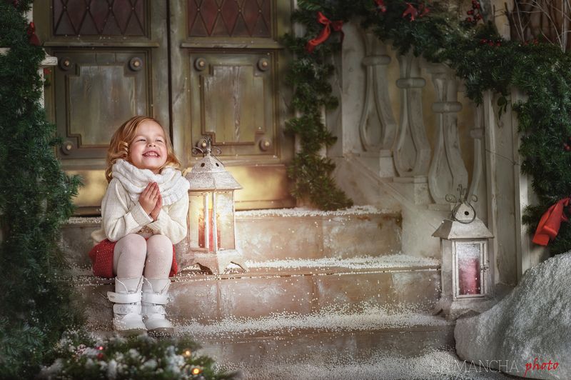 Детский портрет, Праздник, Рождество, Счастье Ожидание праздника фото превью