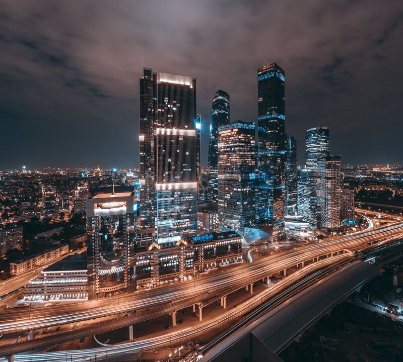 Москва. Вид на Сити с высотного дома фото превью