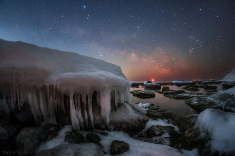 лед, ночь, побережье, японское море, остров русский, приморье, млечный путь Последнее мгновение зимы фото превью