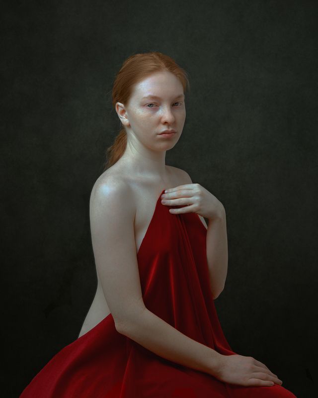 портрет девушка Девушка в бархатной накидке фото превью