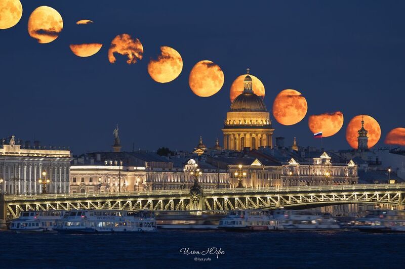 луна, Санкт-Петербург, секвенция,  Летний трафик на Неве фото превью