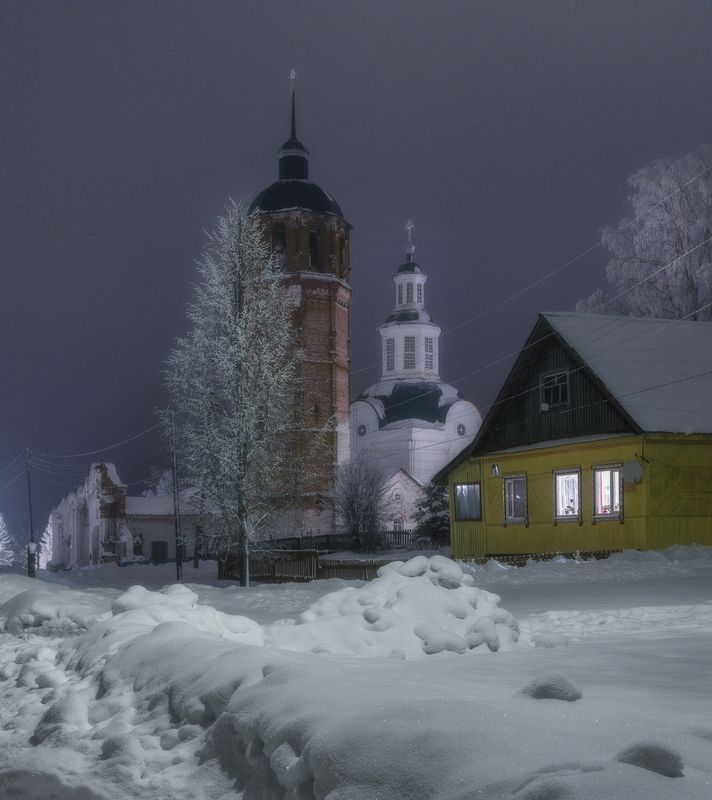 Февральский вечер в селе Сырьяны фото превью