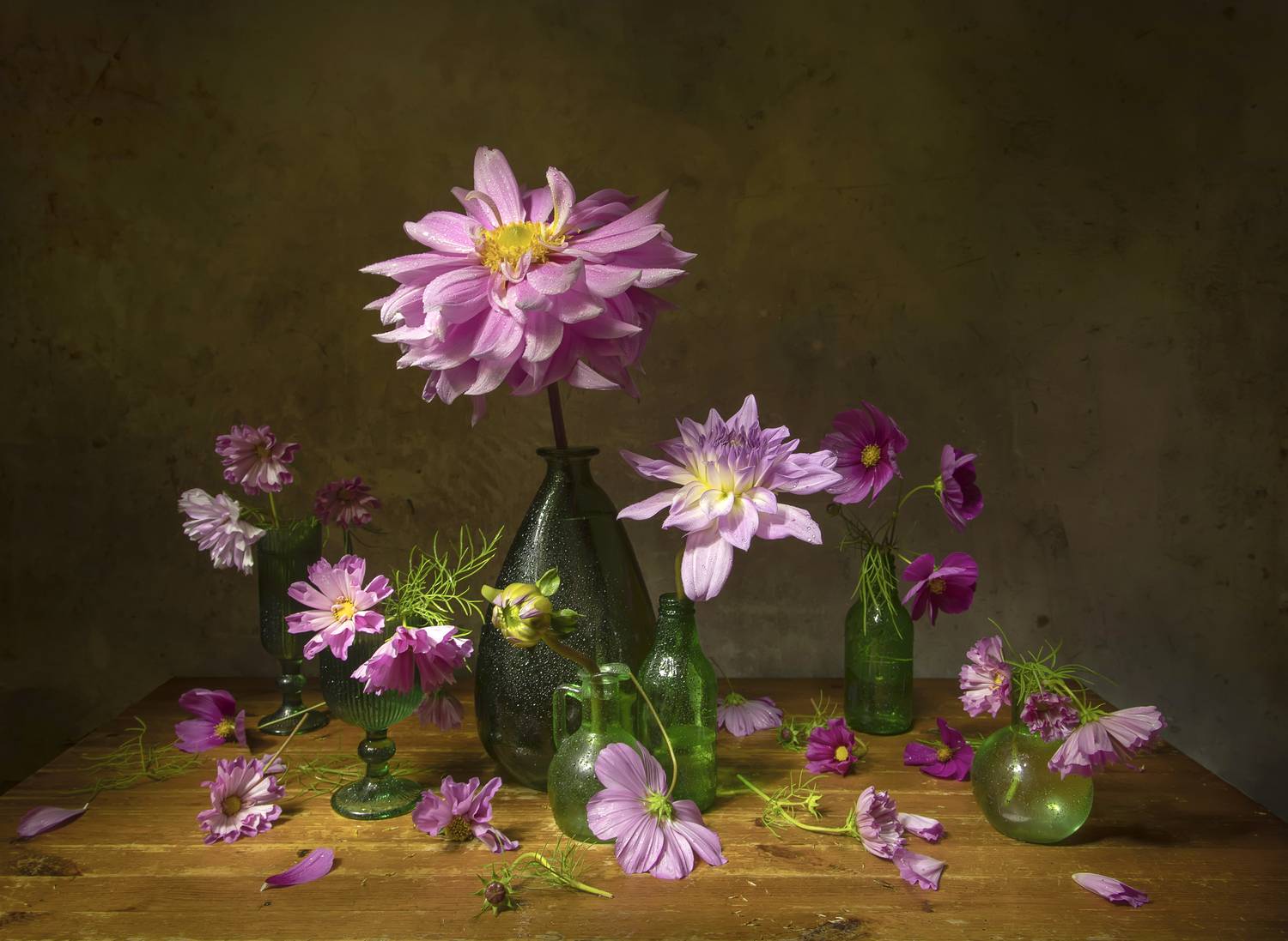 натюрморт, георгин, космеи, Татьяна Феденкова