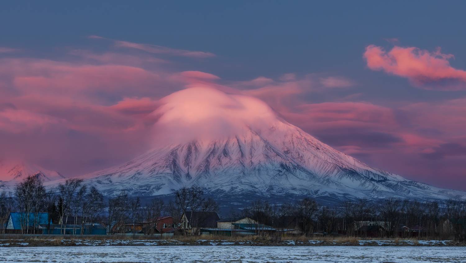 камчатка, вулкан, закат, облачность, Максин Александр