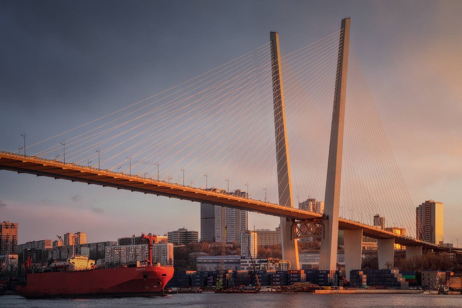 приморье приморский_край японское_море владивосток русский_мост вечер закат, Шишкин Дмитрий