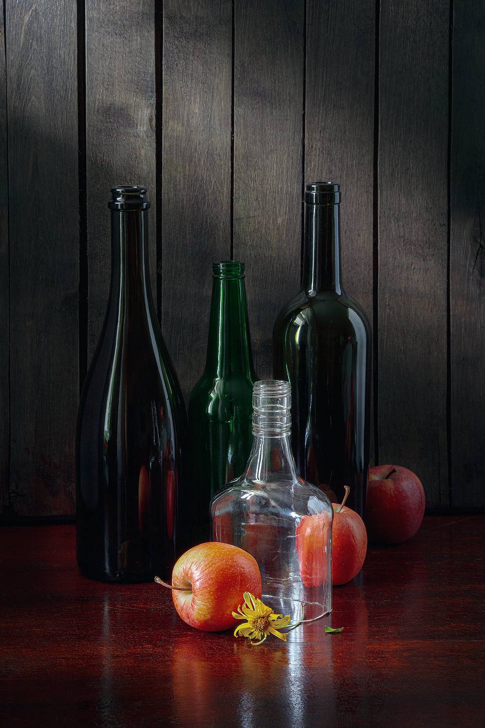 яблоки, бутылки, цветок, красный, сухой, зеленый, цвет, Алексей Бычков