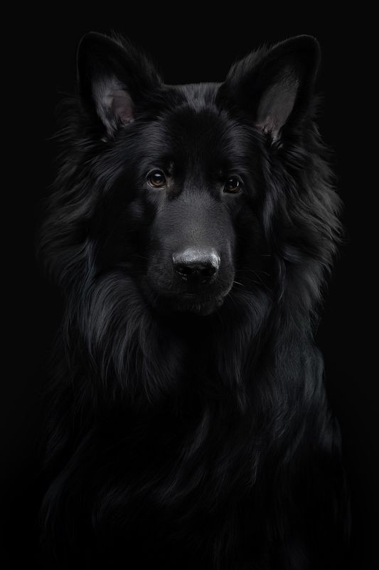 Портрет черной немецкой овчарки фото превью