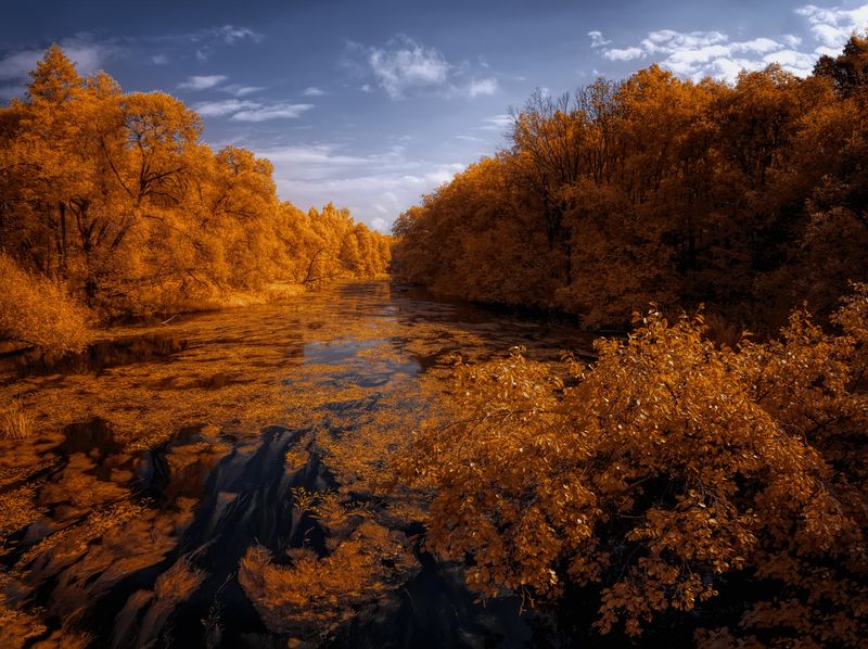 infrared, ик-фото, инфракрасное фото, инфракрасная фотография, пейзаж, лето Сколько в реку не смотри... фото превью