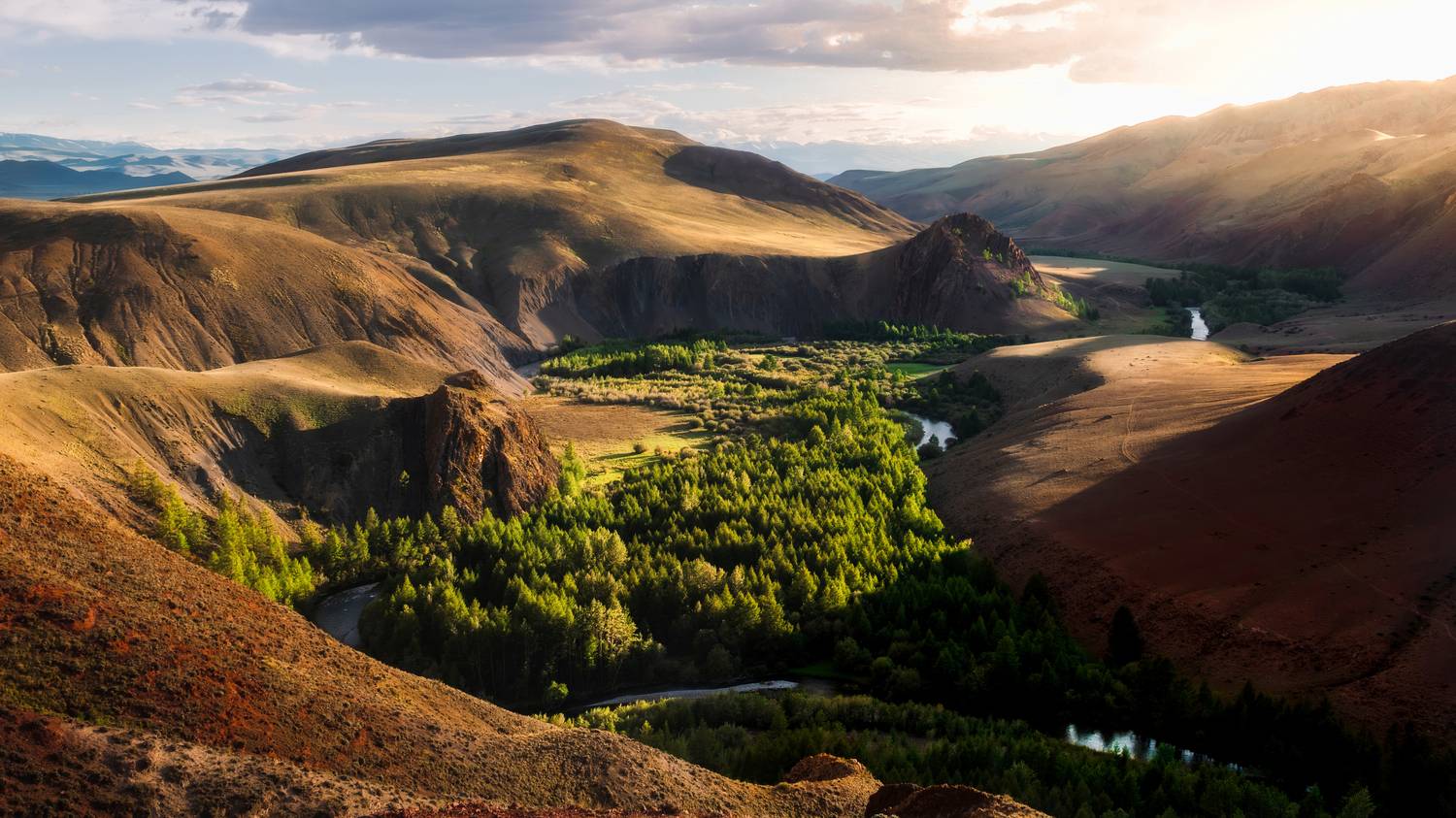 Алтай, закат, горы, лес, река, Фоменко Артем