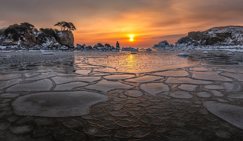 приморье, бухта орлинка, японское море, зима, рассвет Бухта Орлинка. Зимнее Приморье. фото превью