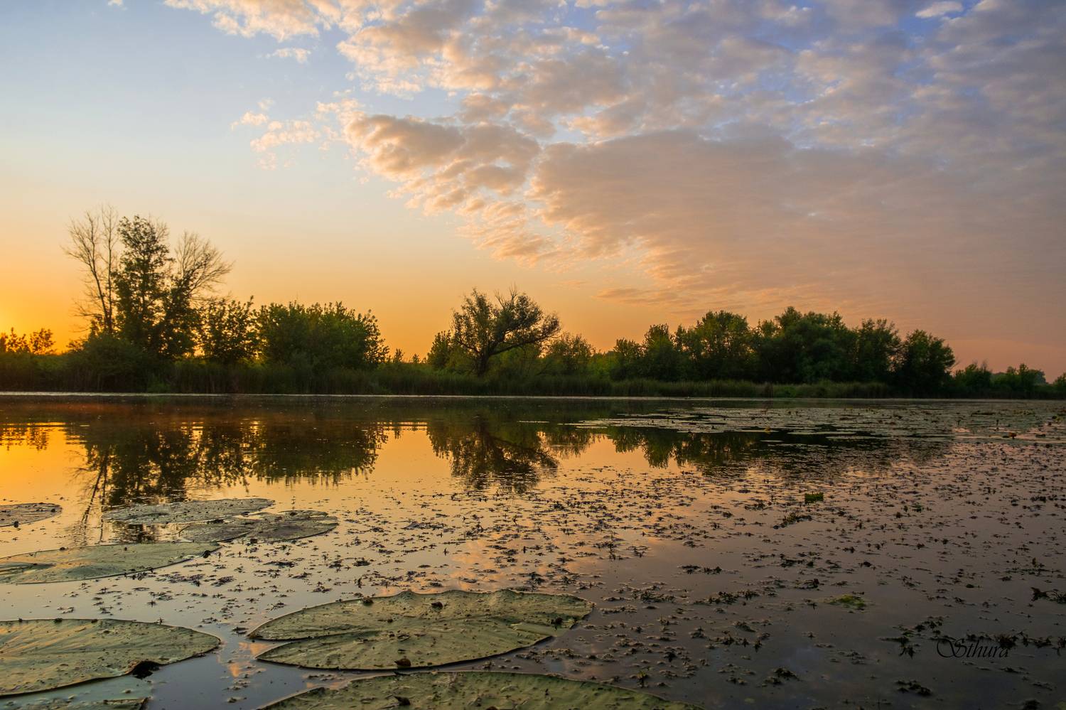 лето озеро рассвет природа пейзаж, Александр Строков