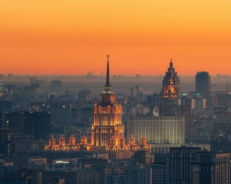 москва, рассвет, небоскребы, город, центр, облака, пейзаж Весенний рассвет фото превью