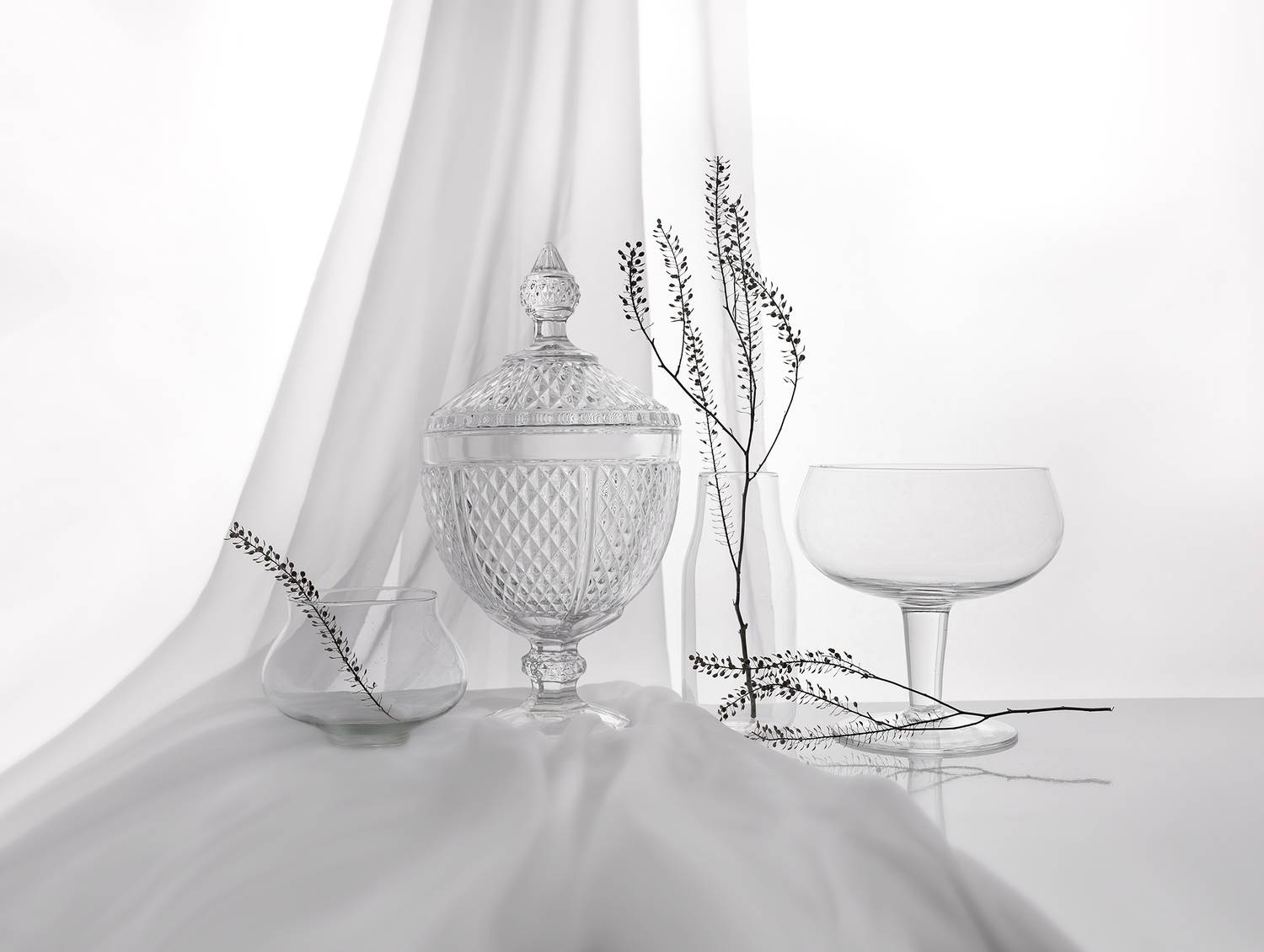 still life, glass, white, composition, Maria Margareth Perfoncio