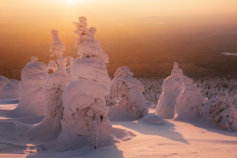рассвет, утро, зима, помяненный камень Потрясающей красоты рассвет на Помяненном камне фото превью