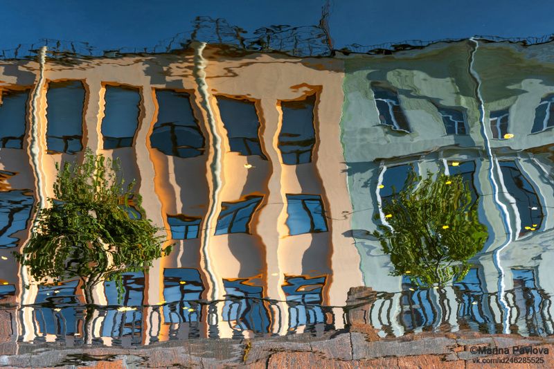 абстракция, акваабстракция, акваграфика, отражение на воде, канал грибоедова, петербургские акварели Осеннее волнение на канале Грибоедова фото превью