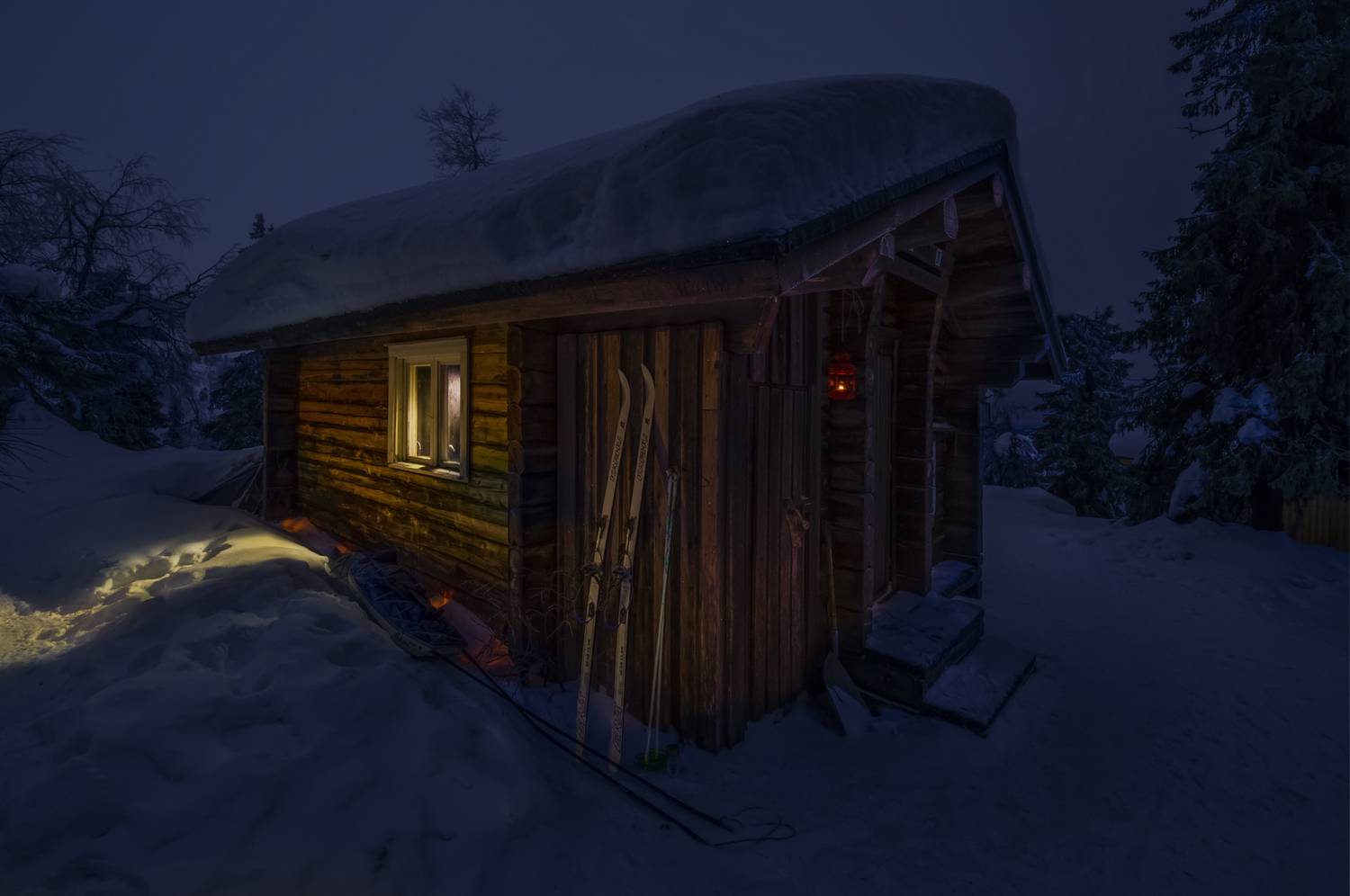 зима вечер пейзаж дом, Мурзинов Виктор