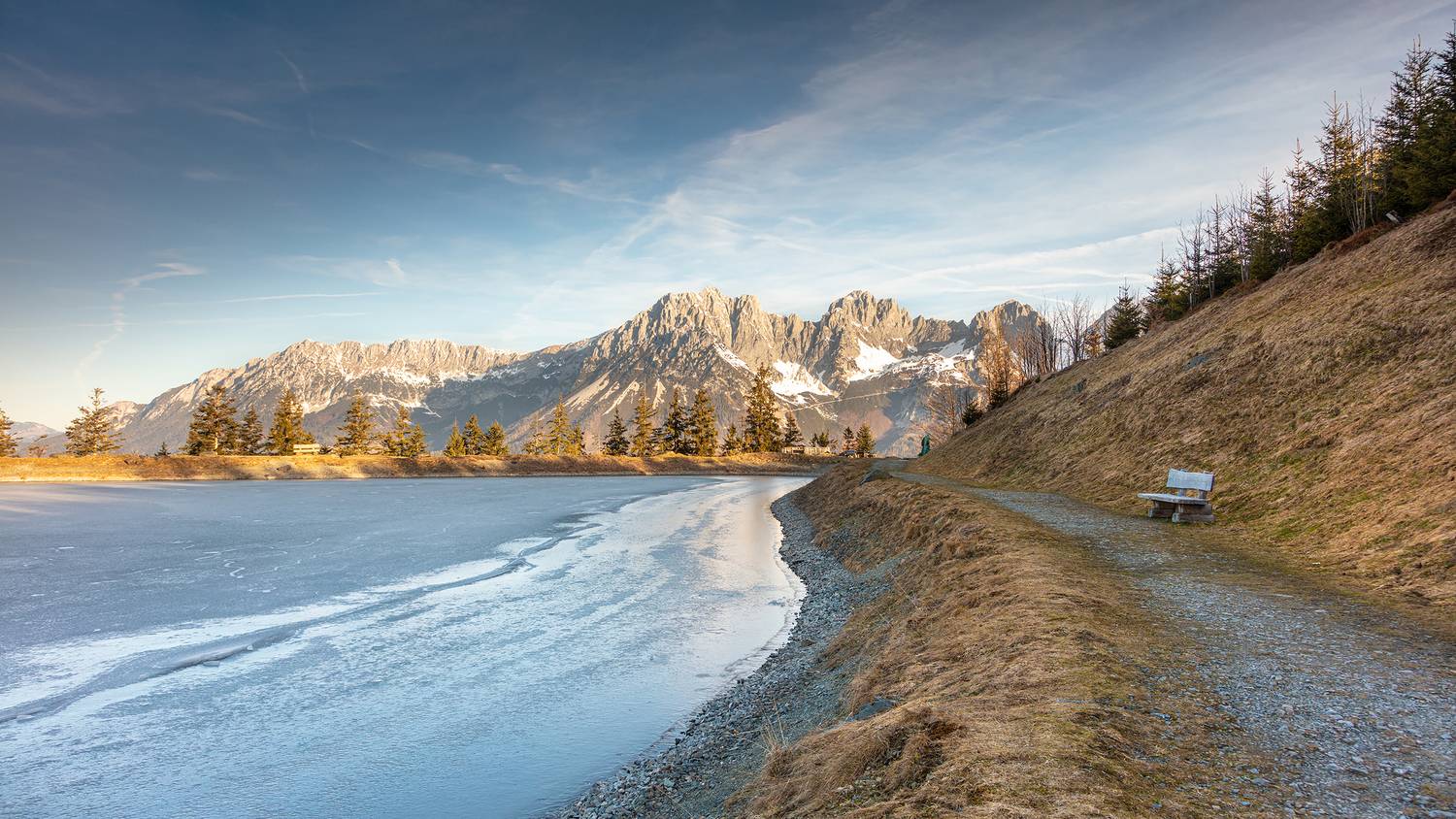 alps, mountains, winter, see, sunrise, sunset, landscape, lake,  Gregor