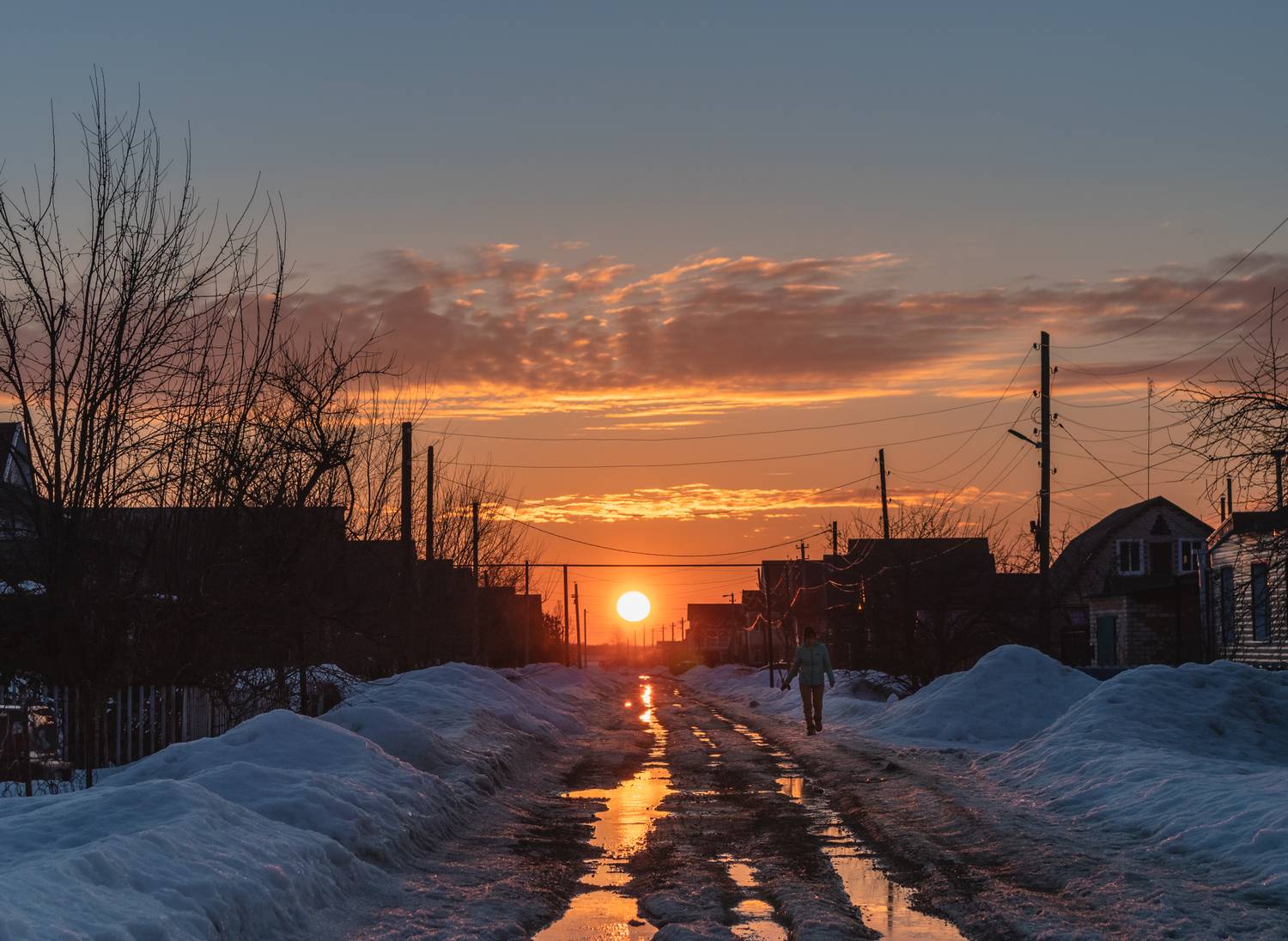 весна солнце вечер закат лужи отражения, Бойков Алексей