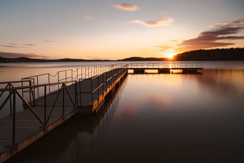 швеция, закат, озеро Тихий вечер фото превью