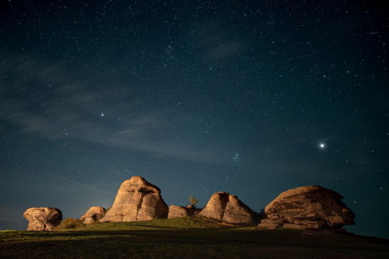 пейзаж, камни, ночь, звезды, Уснувшие стражи фото превью