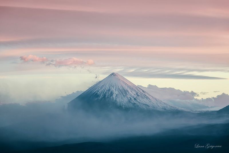 камчатка, вулканы, закат, облака, пейзаж Камчатка фото превью